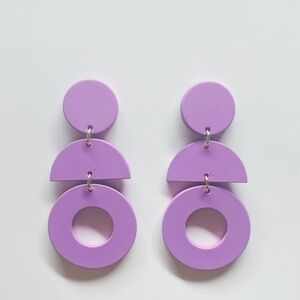 1 pair Purple Circular Geometric Polymer Clay Dangle Earrings, Bohemian, Elegant